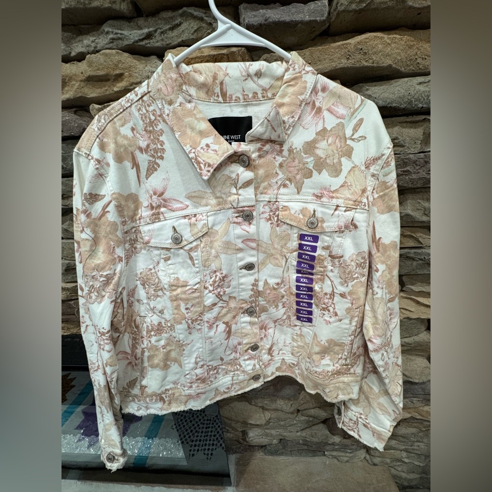 Nine West Floral Denim Jacket